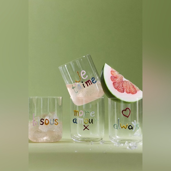 Anthropologie LOVE NOTES JUICE GLASS
Style No.  4531340150246 BISOUS - Picture 3 of 4